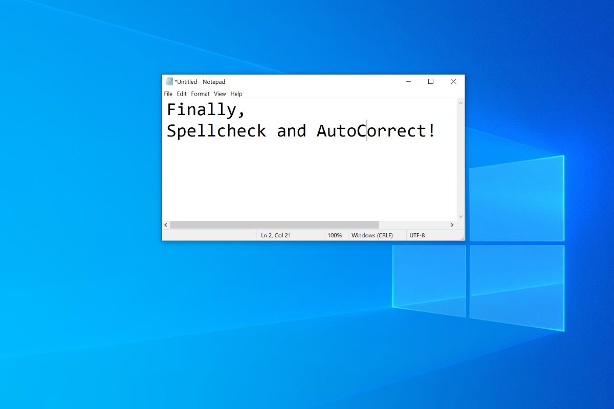 Windows Notepad is getting spellcheck and autocorrect
